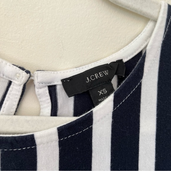 J.Crew Striped Tiered Relaxed Midi Cotton Tank Dress Navy Blue White - Picture 6 of 9